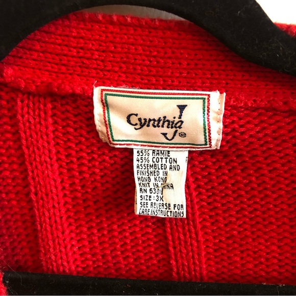 Vintage Plus Size Cotton Striped Cardigan Sweater 3X - Picture 4 of 6